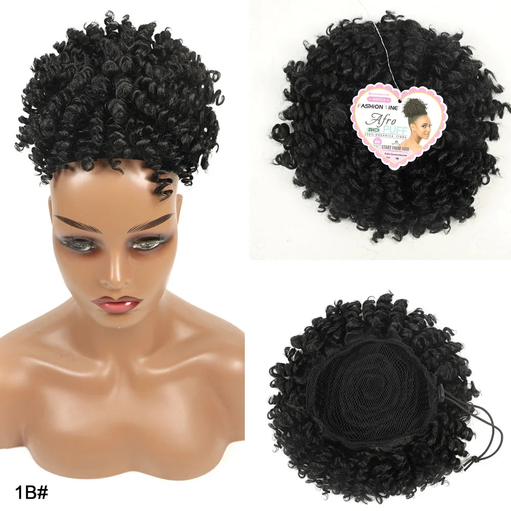 Afro Puff Cabelo Fibra Organica Encaracolado