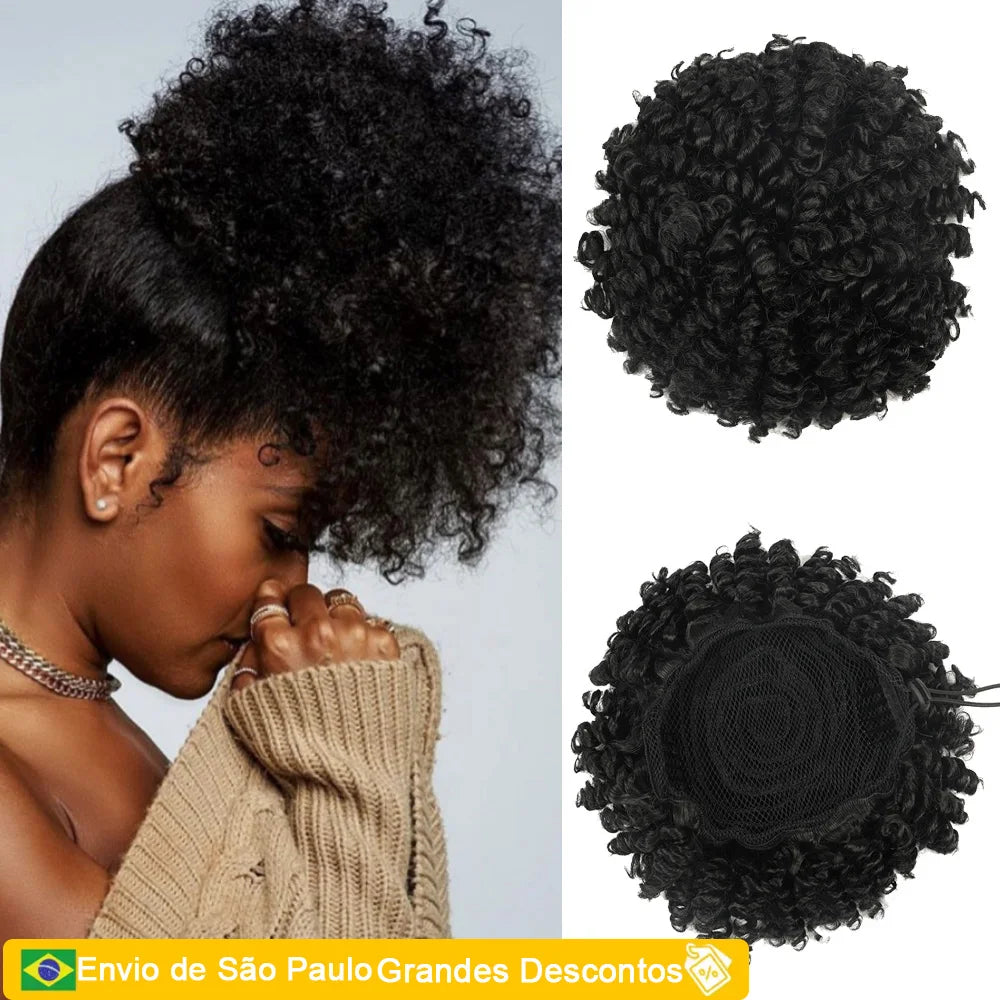 Afro Puff Cabelo Fibra Organica Encaracolado