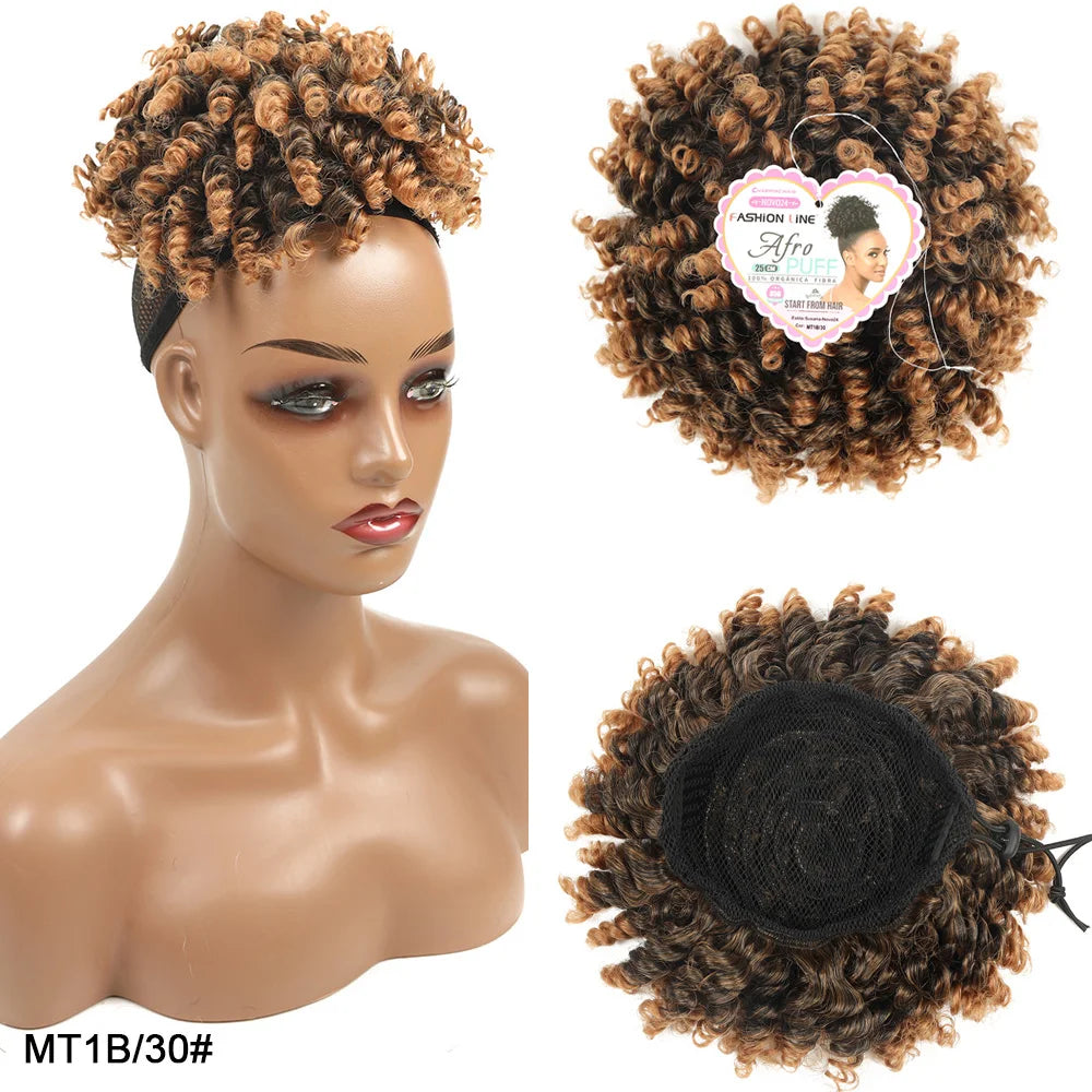 Afro Puff Cabelo Fibra Organica Encaracolado