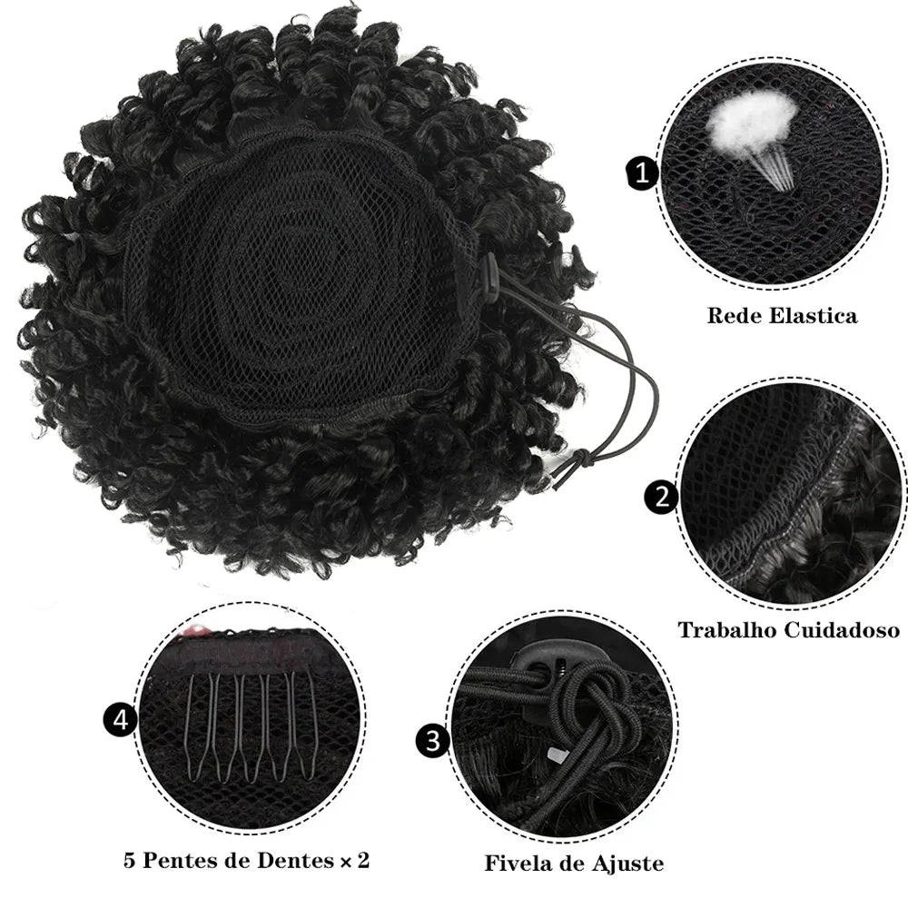 Afro Puff Cabelo Fibra Organica Encaracolado