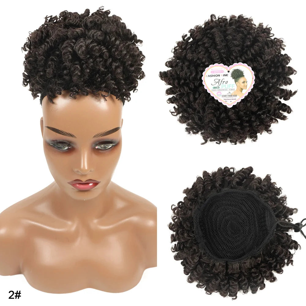 Afro Puff Cabelo Fibra Organica Encaracolado