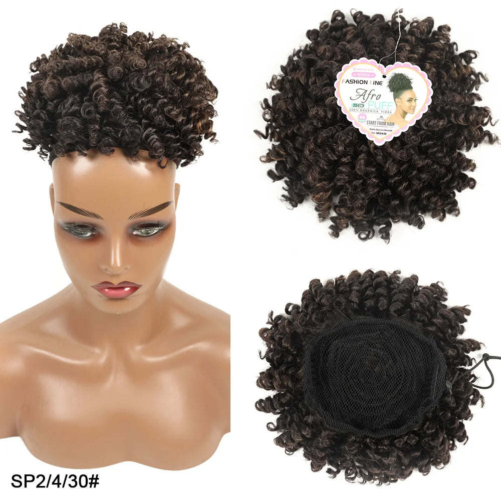 Afro Puff Cabelo Fibra Organica Encaracolado