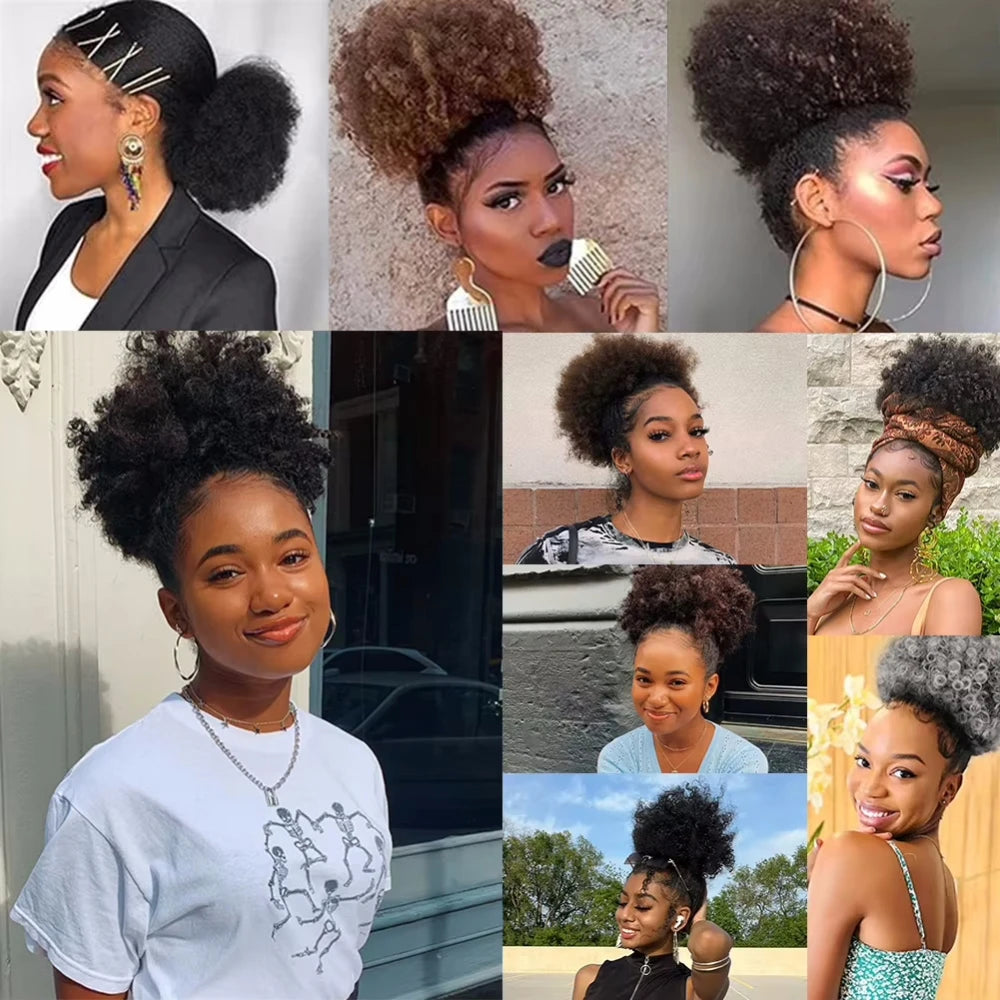 Afro Puff Cabelo Fibra Organica Encaracolado
