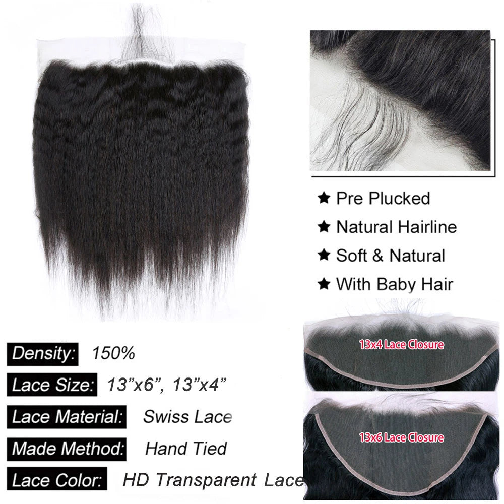 Kinky Straight 13x4 13x6 Lace Frontal Closure