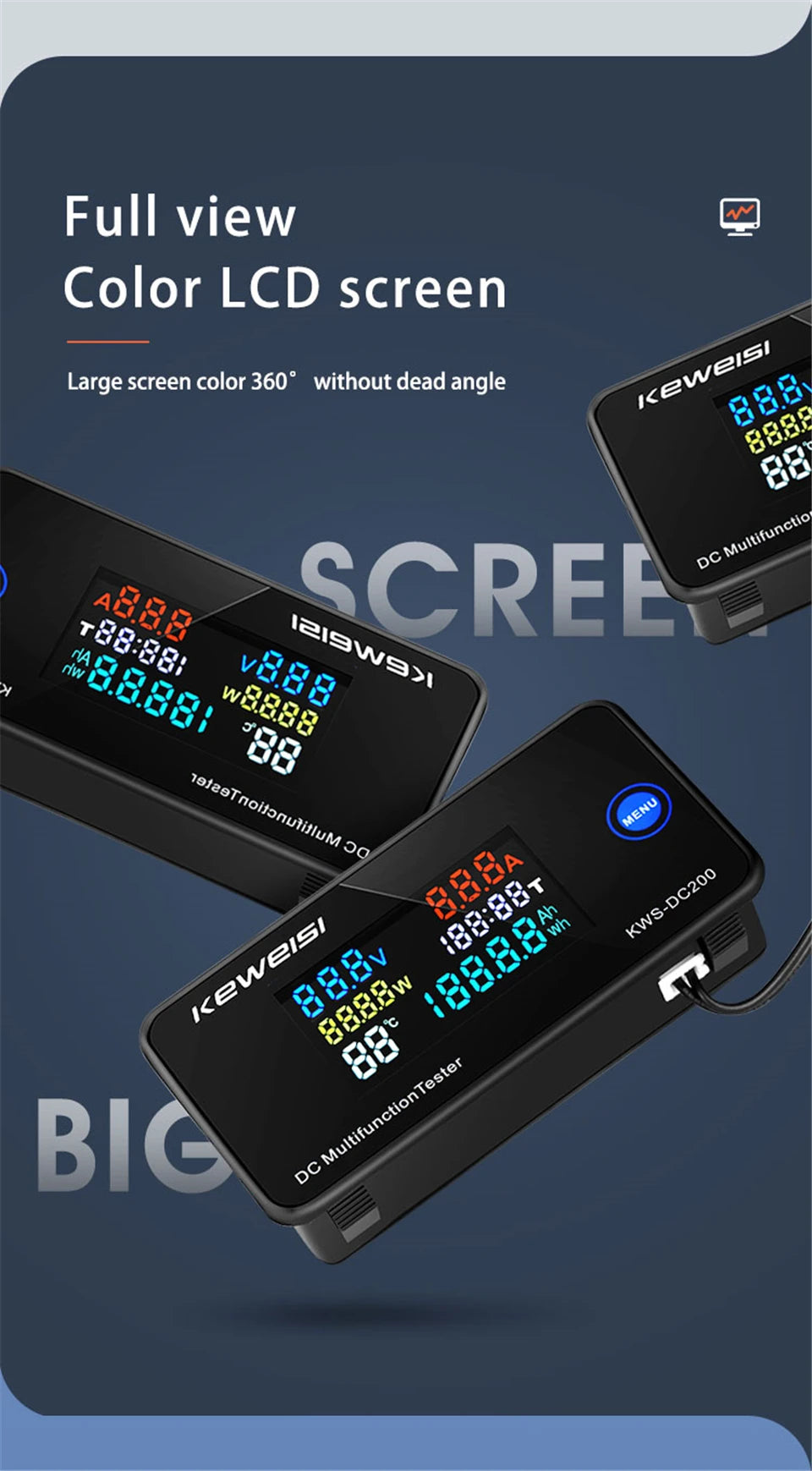 DC200 Digital Voltmeter KWS 50A/100A DC Power Monitor
