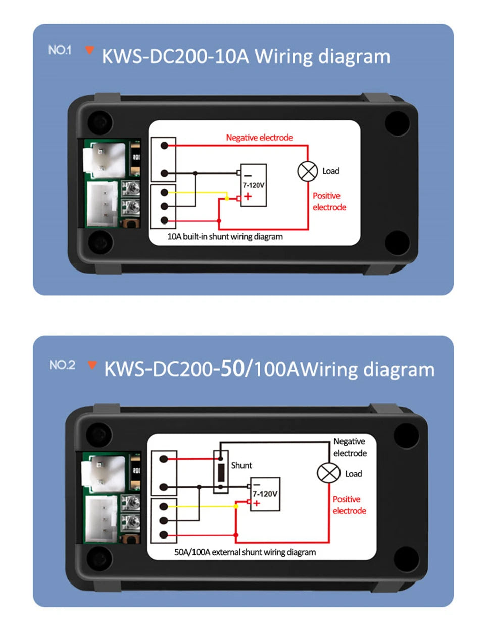 DC200 Digital Voltmeter KWS 50A/100A DC Power Monitor