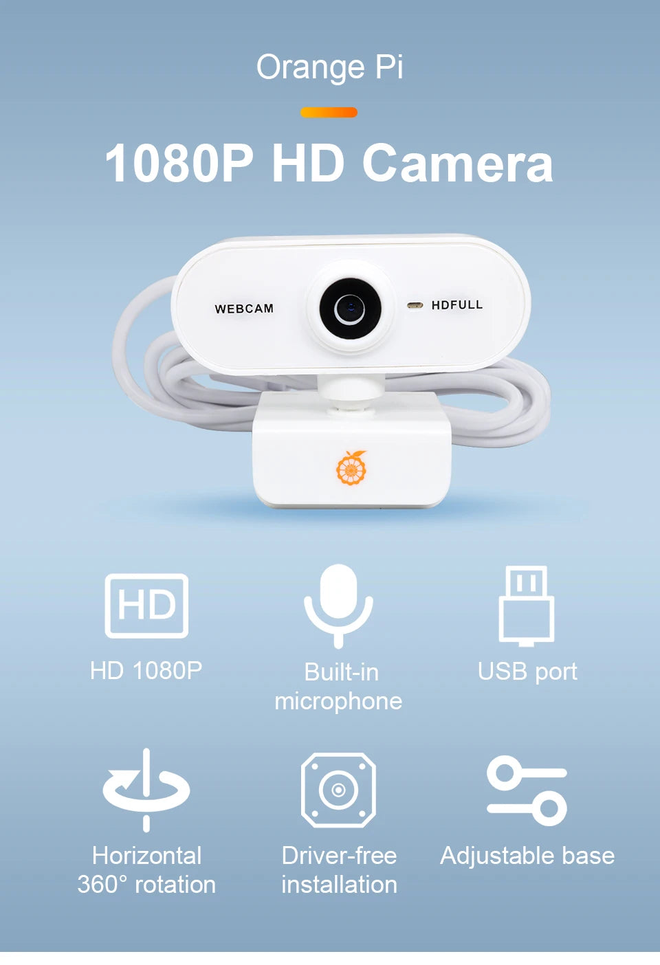 Orange Pi 1080P Mini HD Camera 360 Horizontal Rotation