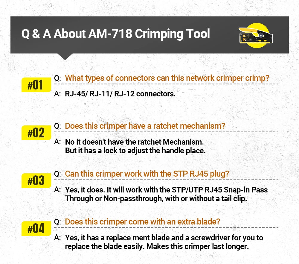 AMPCOM EZ-Type RJ45 Crimper with Wire Strip