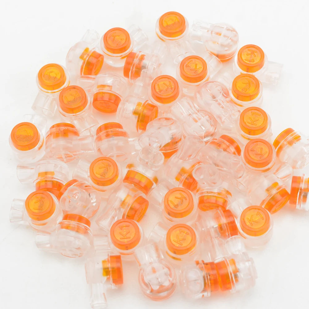 50/100/200PCS Waterproof Gel-Filled Orange Clear Button