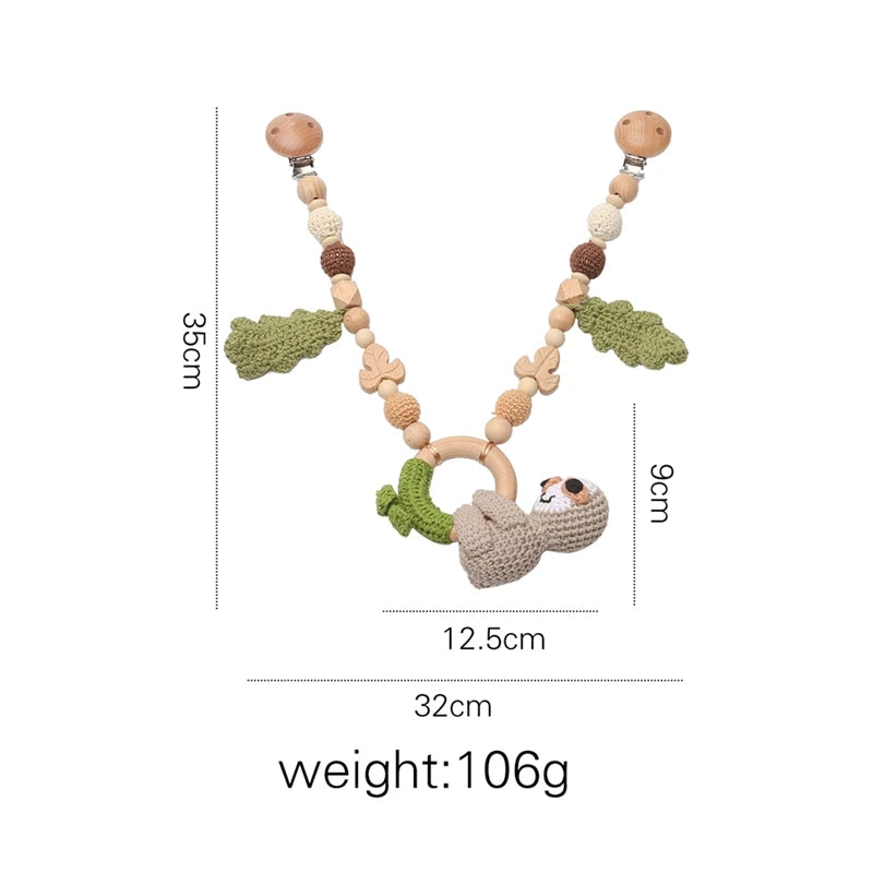 0 6 12 Month Wooden Crochet Baby Car Chain Hanging Pram Toy Rattle Crib Bell Animal Mobiles Gym Stroller Pendants Toddler Gifts