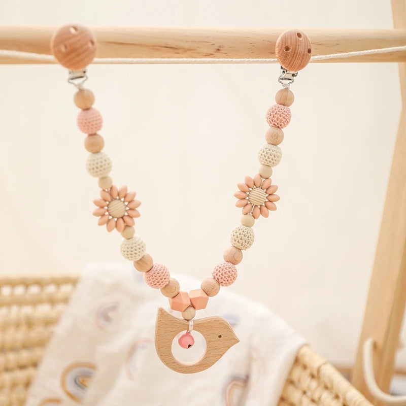 0 6 12 Month Wooden Crochet Baby Car Chain Hanging Pram Toy Rattle Crib Bell Animal Mobiles Gym Stroller Pendants Toddler Gifts