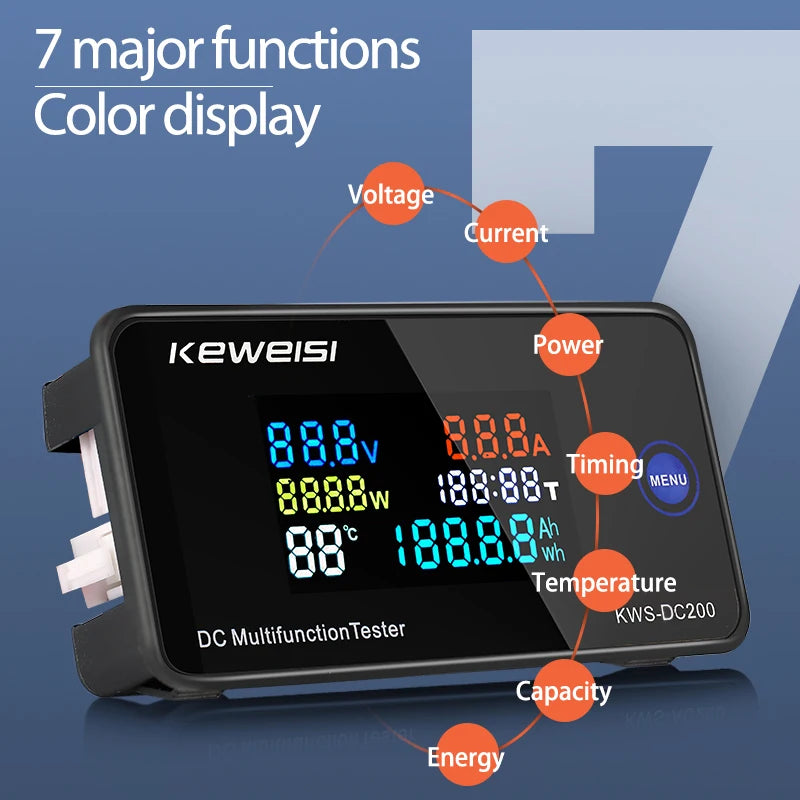 DC200 Digital Voltmeter KWS 50A/100A DC Power Monitor