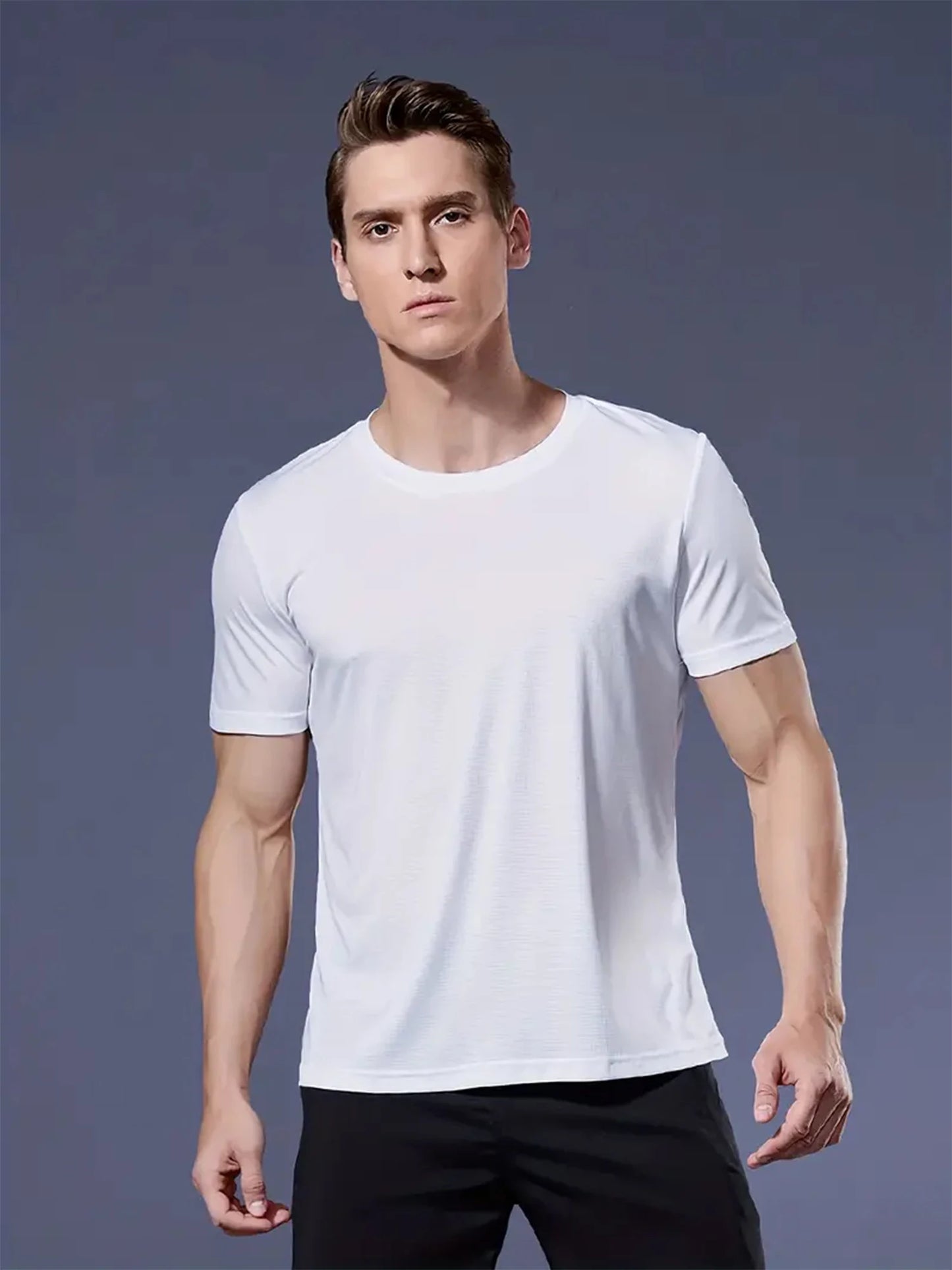 Round Neck T-Shirt 1 Piece White Ultra-Light Men's