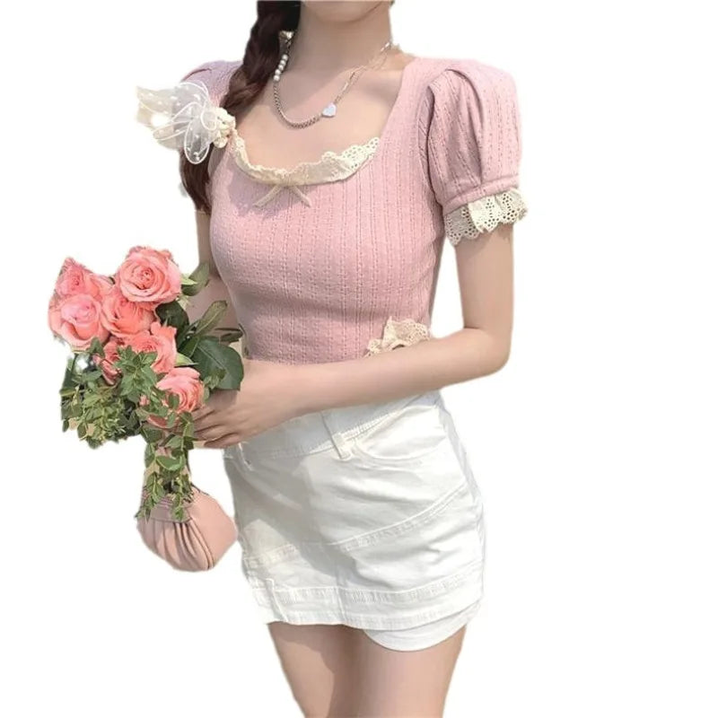 Knitted Sweater Slim Fit Square Neck