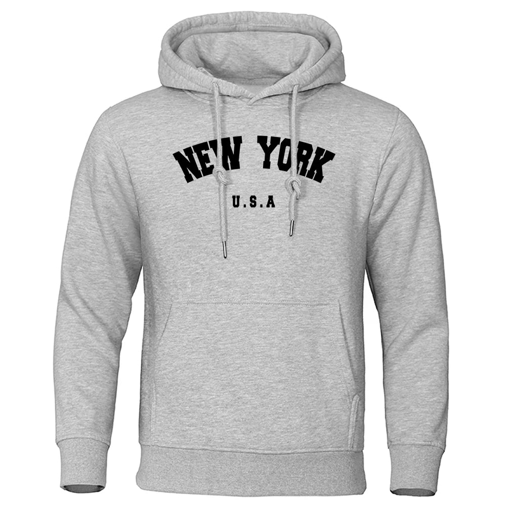 NEW YORK Letter U.S.A City Print Hoody Men Fashion