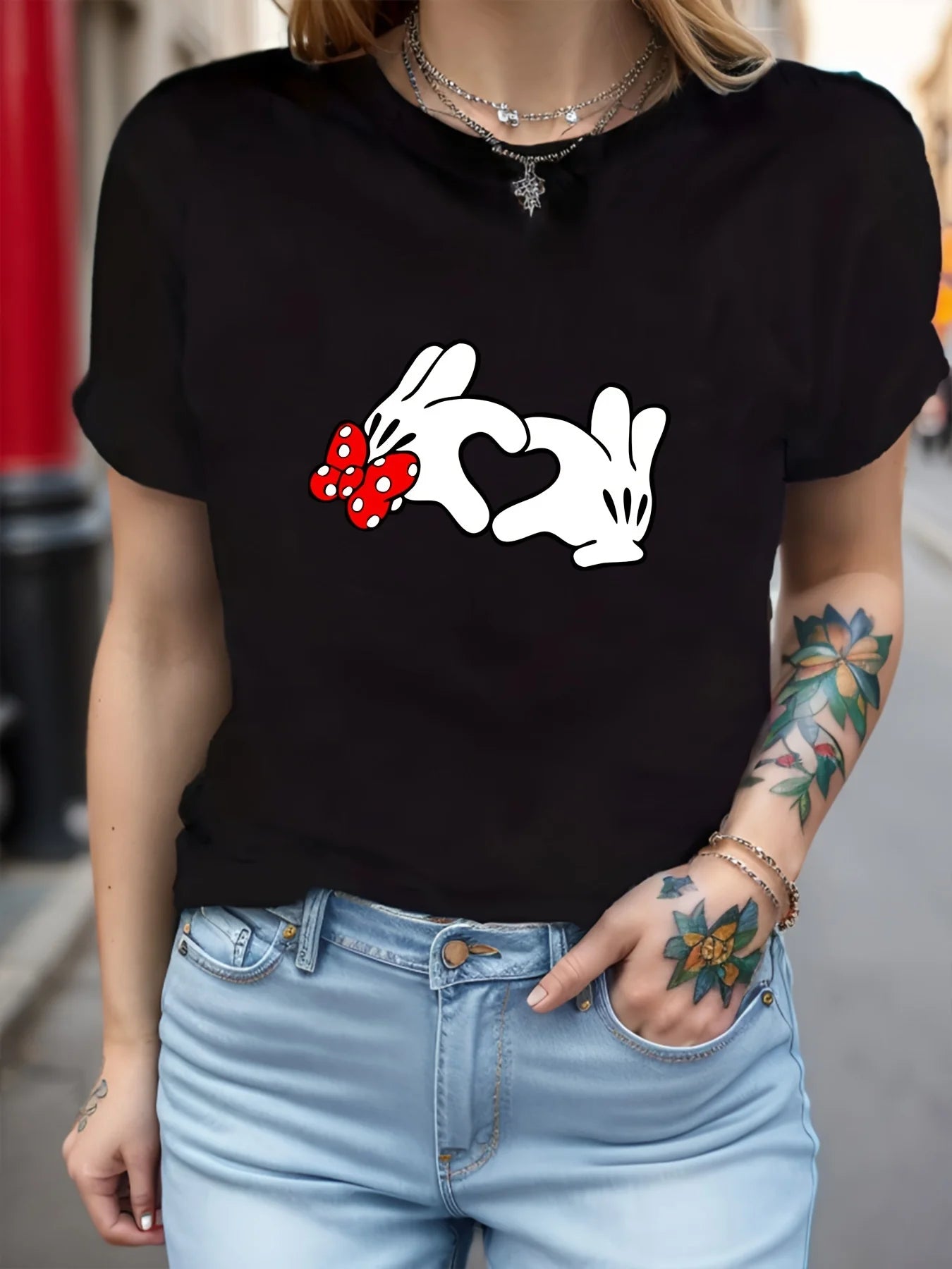 Love Print T-Shirt Fashion Casual Crew Neck
