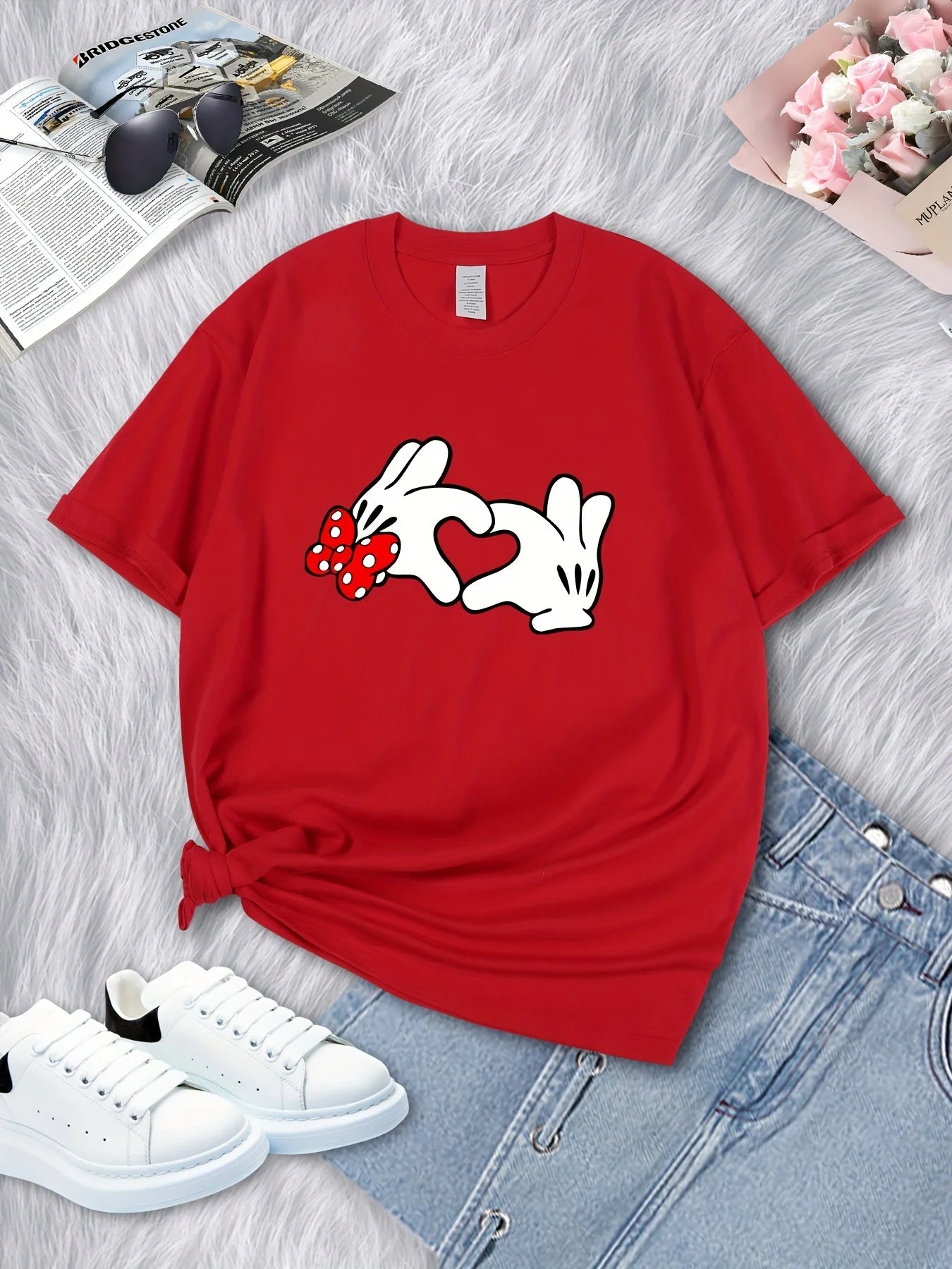 Love Print T-Shirt Fashion Casual Crew Neck