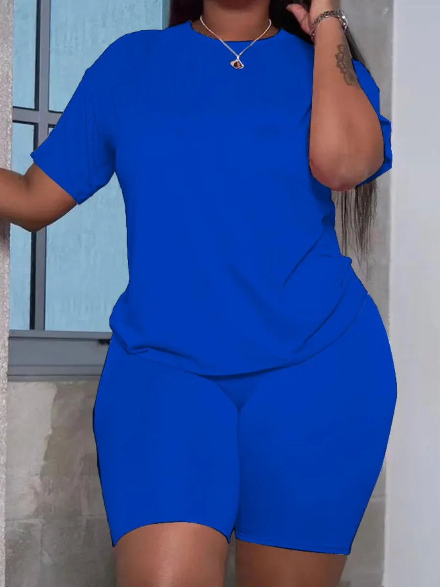 LW Basic Plus Size Summer Women's Suit Short