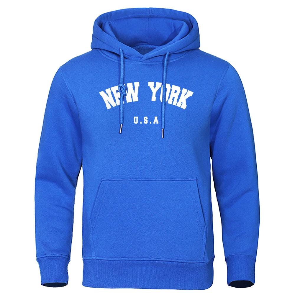 NEW YORK Letter U.S.A City Print Hoody Men Fashion
