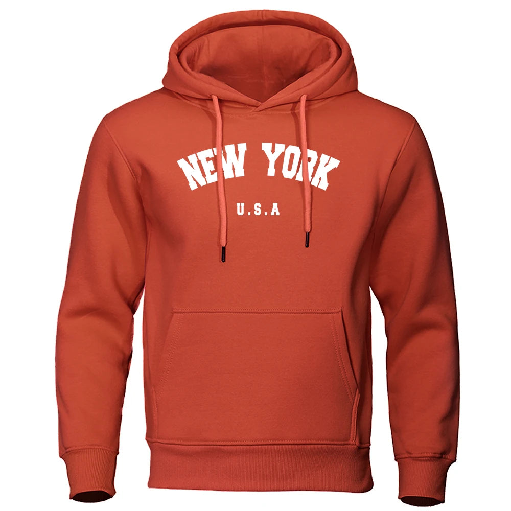 NEW YORK Letter U.S.A City Print Hoody Men Fashion
