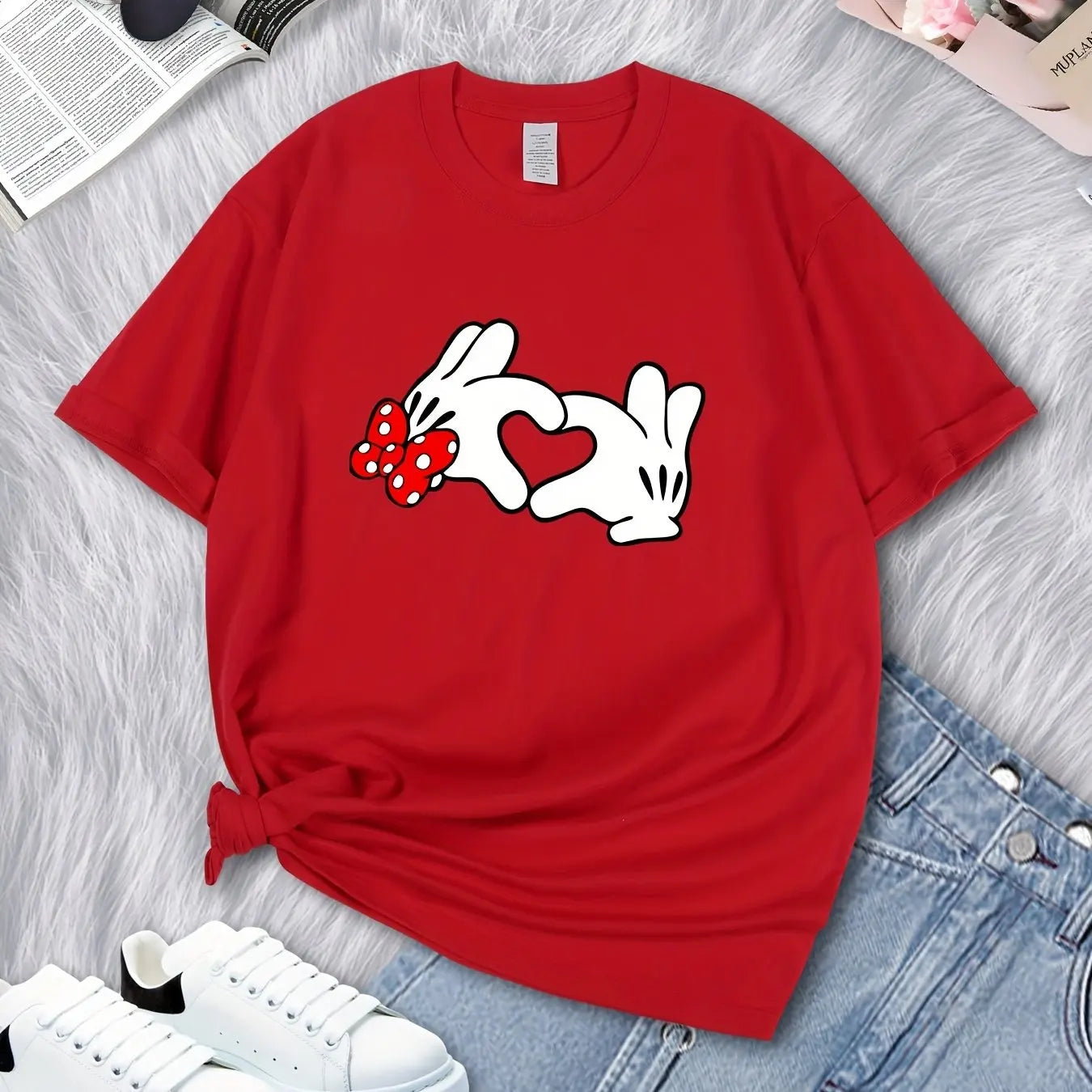 Love Print T-Shirt Fashion Casual Crew Neck