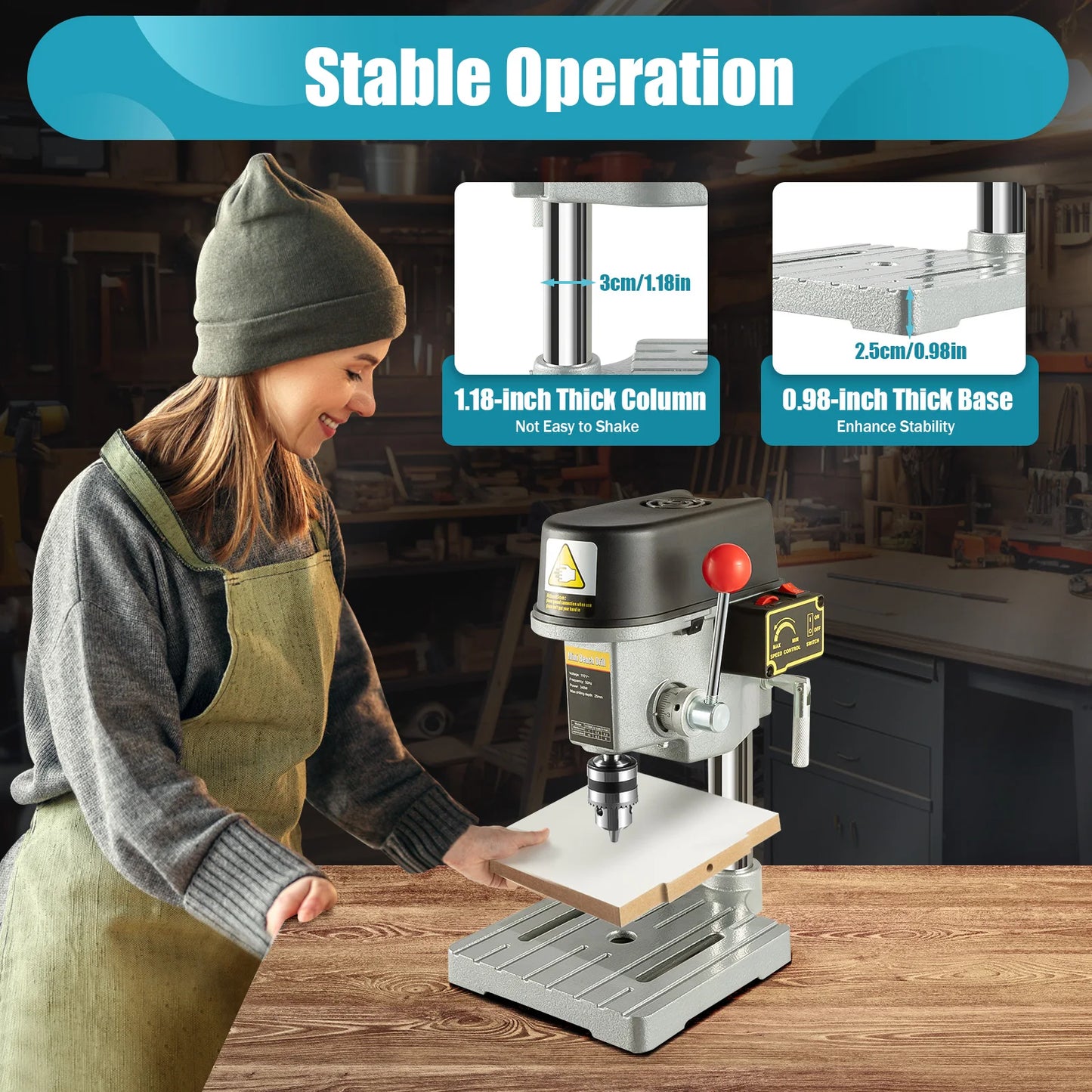 Mini Benchtop Drill Press 340W 110V Electric Wood Drilling Machine