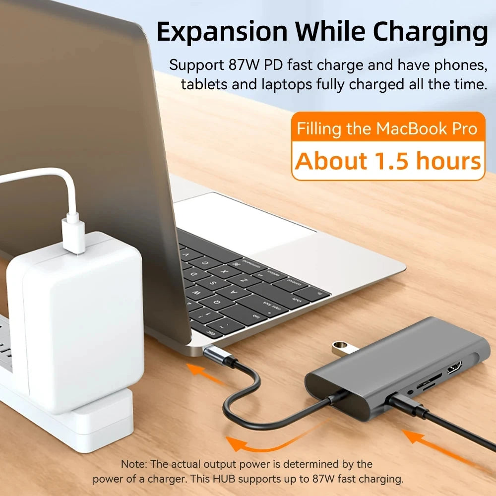 11 in 1 USB C HUB Type C to 4K HDMI-compatible USB 3.0 A