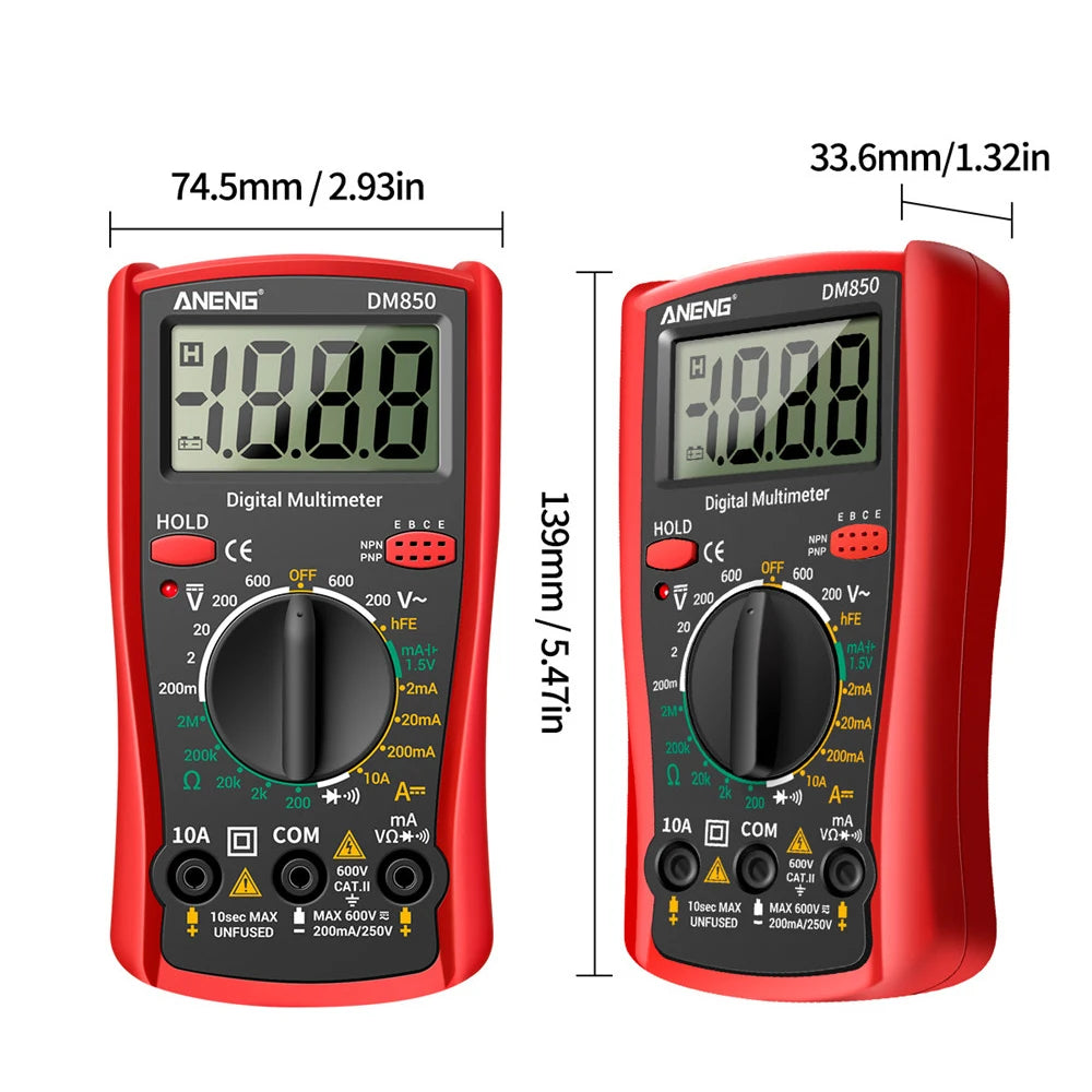 AC DC Voltmeter Ammeter Ohm Meter LCD Digit Voltage Current Tester