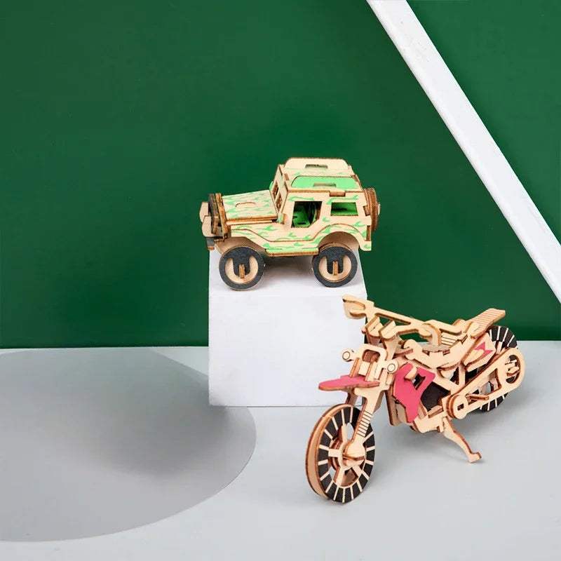 3D Jigsaw Puzzle Game Handmade Wooden Assembled Car