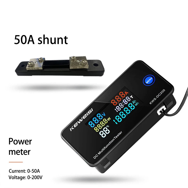 DC200 Digital Voltmeter KWS 50A/100A DC Power Monitor