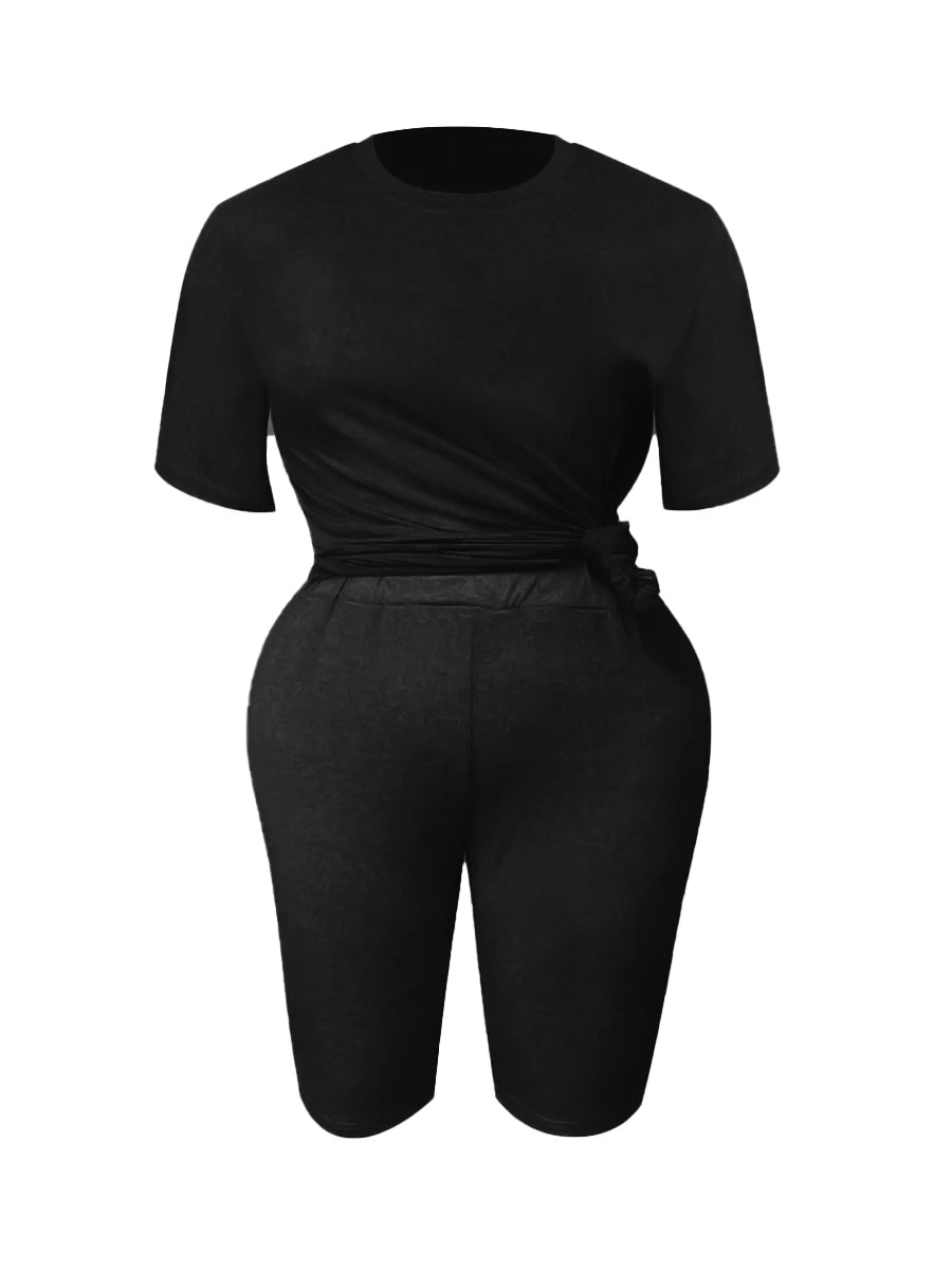 LW Basic Plus Size Summer Women's Suit Short