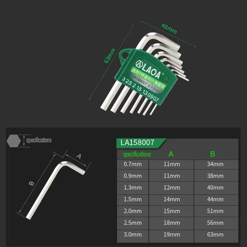 LAOA Mini 7-piece allen wrench hexagonal hexagonal screwdriver