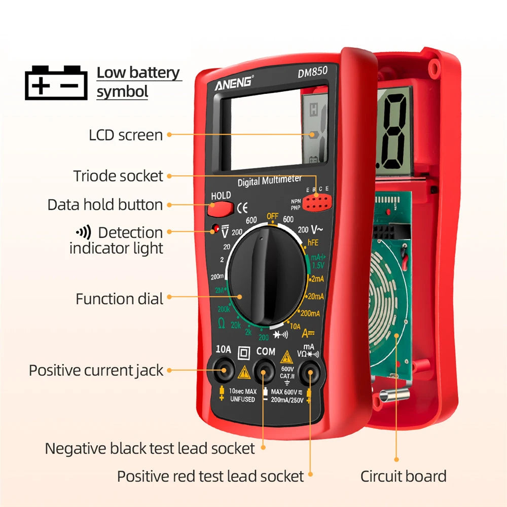 AC DC Voltmeter Ammeter Ohm Meter LCD Digit Voltage Current Tester