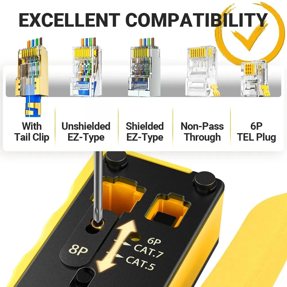 AMPCOM EZ-Type RJ45 Crimper with Wire Strip