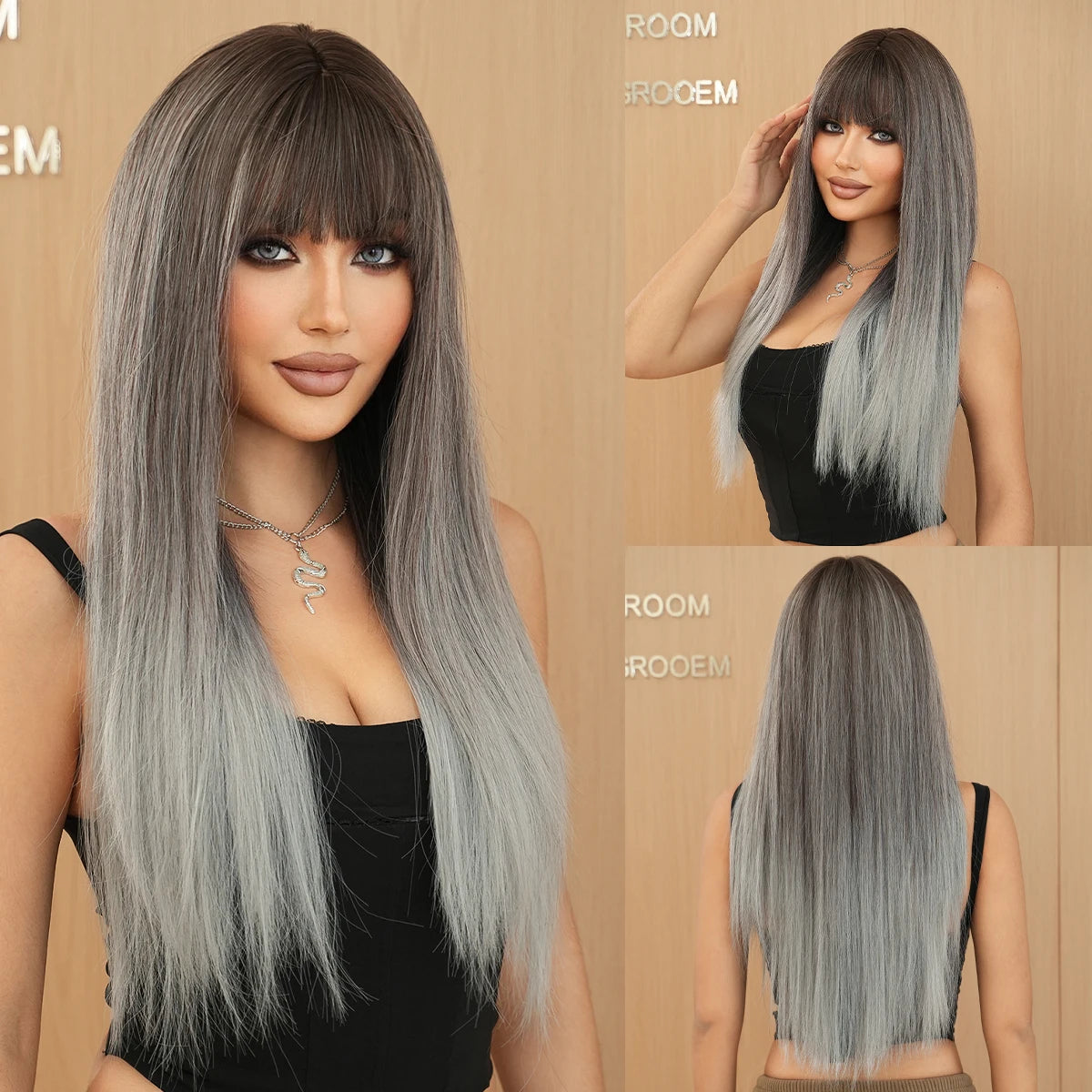 NAMM Long curly Hair Wig Brown