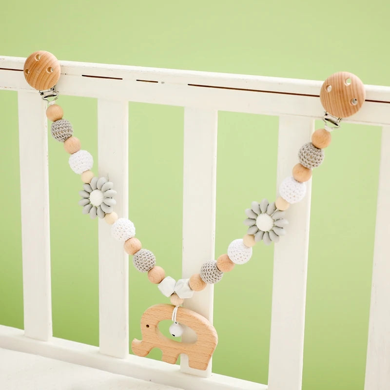 0 6 12 Month Wooden Crochet Baby Car Chain Hanging Pram Toy Rattle Crib Bell Animal Mobiles Gym Stroller Pendants Toddler Gifts