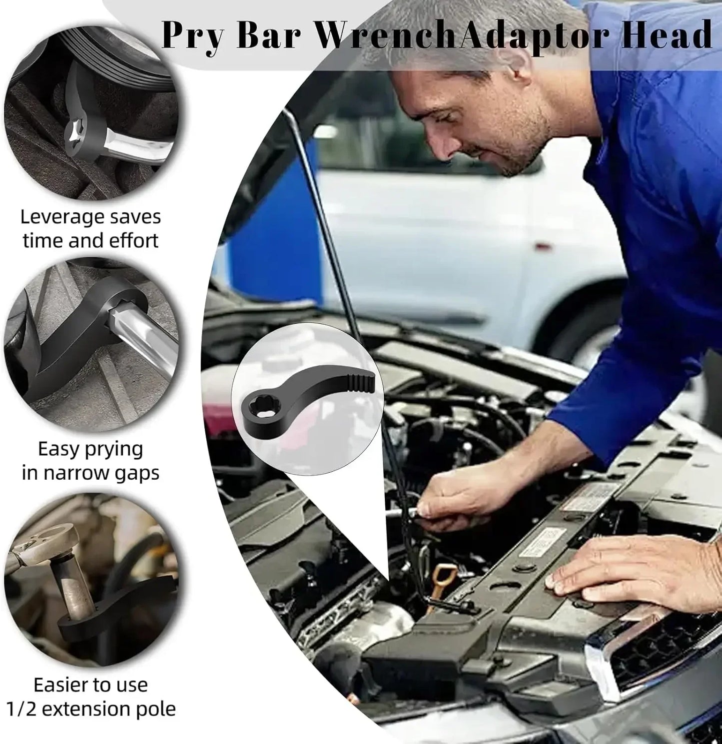 1/2inch Ratchet Crowbar Adapter Head Tools Pry Bar Wrench