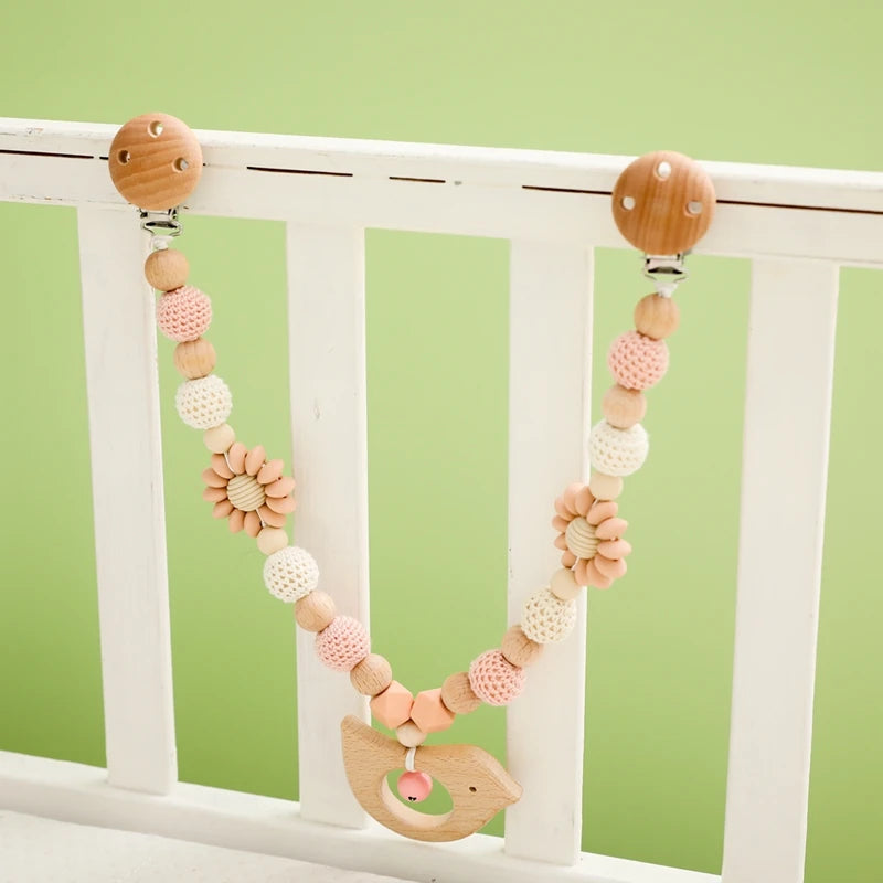 0 6 12 Month Wooden Crochet Baby Car Chain Hanging Pram Toy Rattle Crib Bell Animal Mobiles Gym Stroller Pendants Toddler Gifts