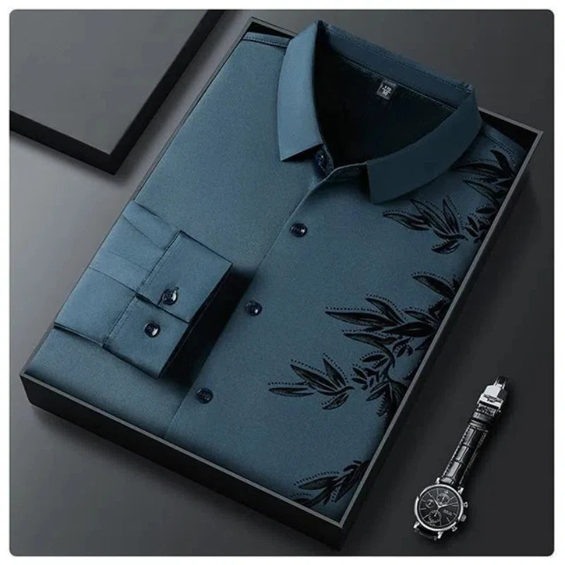 Autumn Winter Plus Fleece Men Shirts Printing
