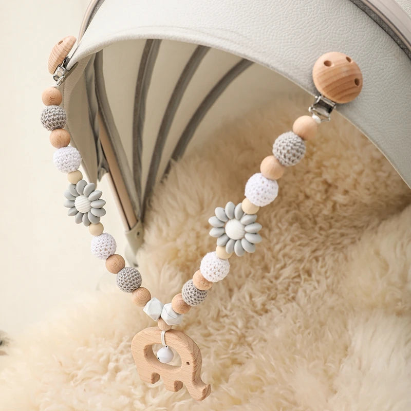 0 6 12 Month Wooden Crochet Baby Car Chain Hanging Pram Toy Rattle Crib Bell Animal Mobiles Gym Stroller Pendants Toddler Gifts