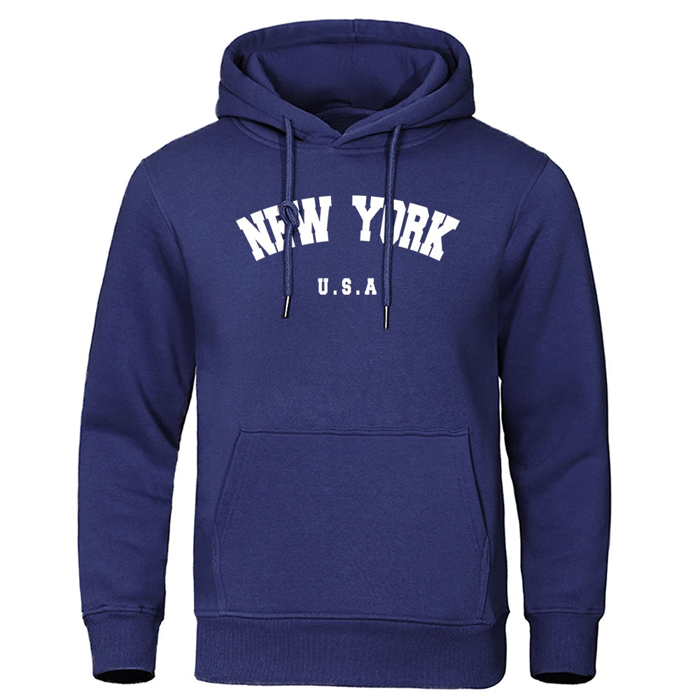 NEW YORK Letter U.S.A City Print Hoody Men Fashion