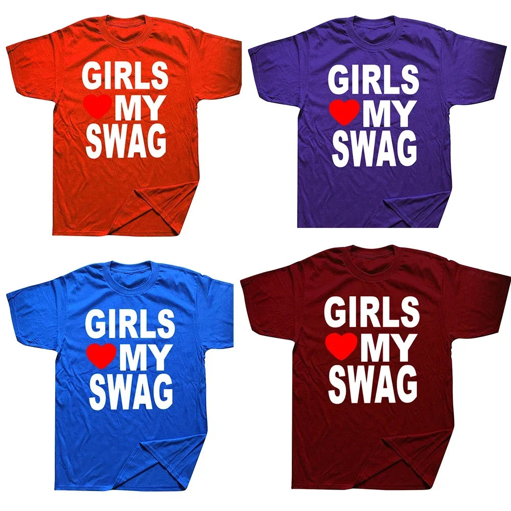 GIRLS LOVE MY SWAG Funny Vintage Cotton