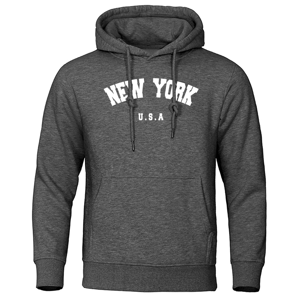 NEW YORK Letter U.S.A City Print Hoody Men Fashion