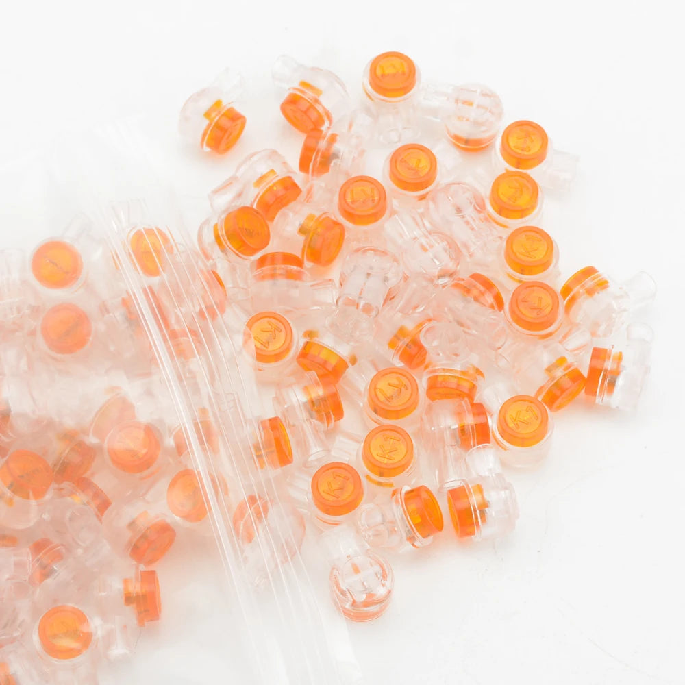 50/100/200PCS Waterproof Gel-Filled Orange Clear Button