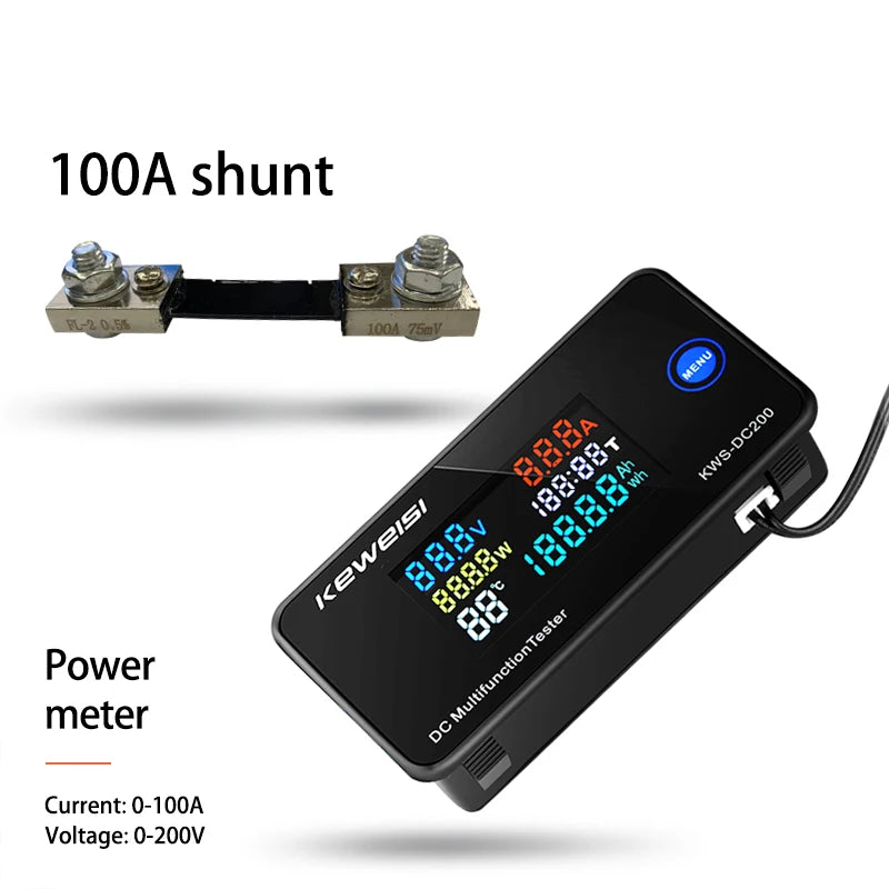 DC200 Digital Voltmeter KWS 50A/100A DC Power Monitor
