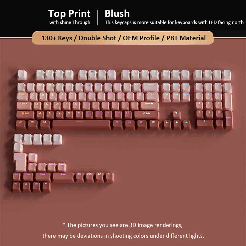 133 Keys Side Print Shine Through Keycap Set Double