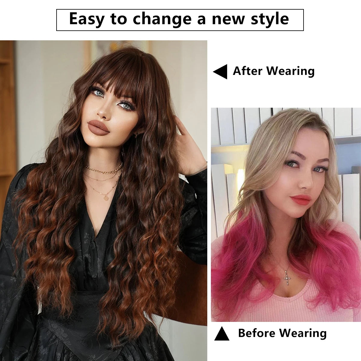 NAMM Long curly Hair Wig Brown