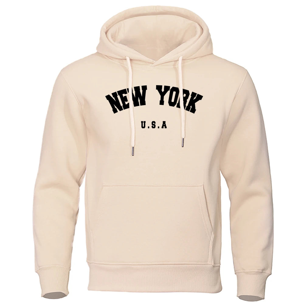 NEW YORK Letter U.S.A City Print Hoody Men Fashion