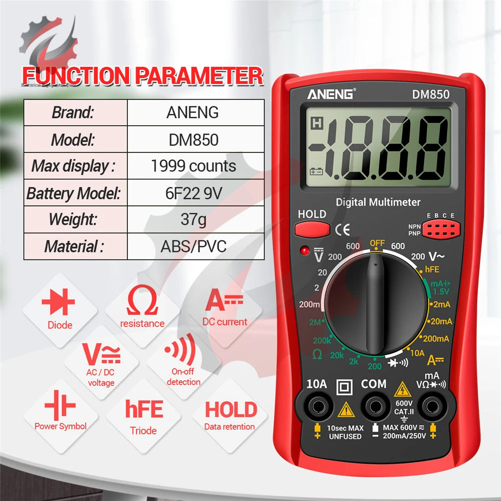 AC DC Voltmeter Ammeter Ohm Meter LCD Digit Voltage Current Tester