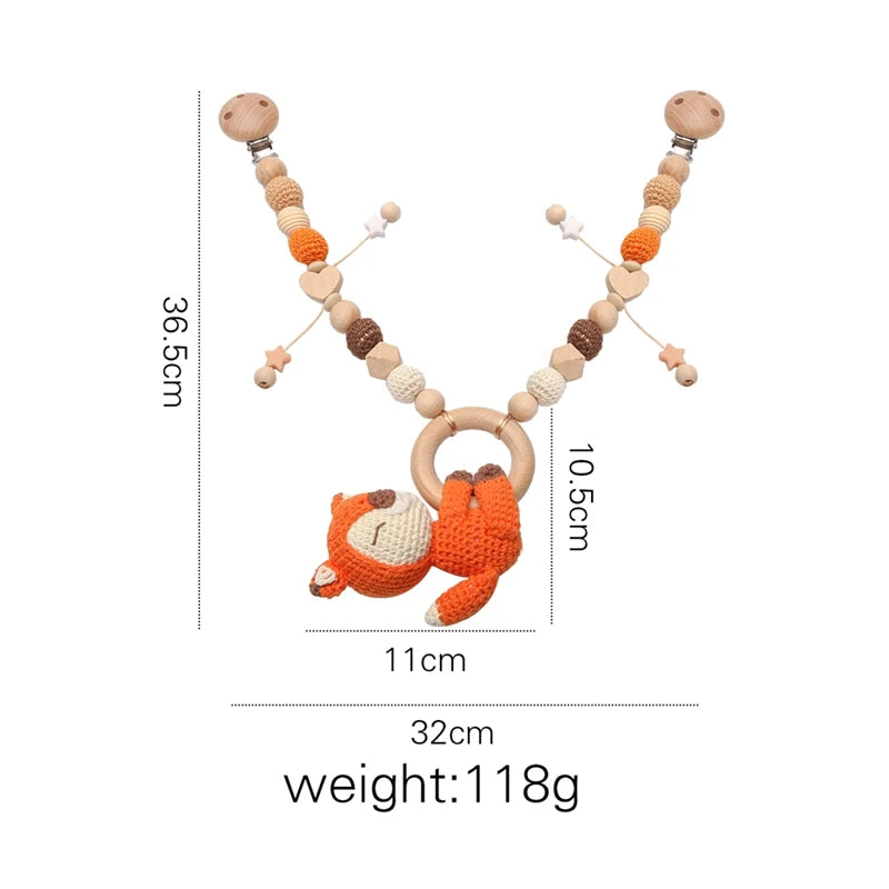 0 6 12 Month Wooden Crochet Baby Car Chain Hanging Pram Toy Rattle Crib Bell Animal Mobiles Gym Stroller Pendants Toddler Gifts